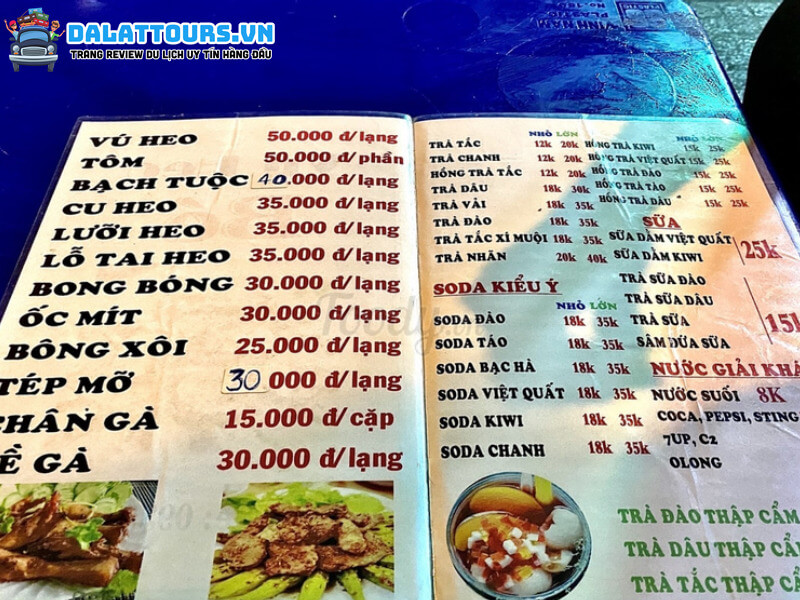 Menu Quán vú heo nướng Quận 6