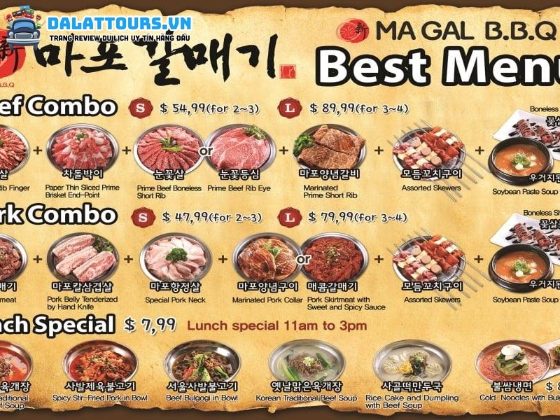 Menu tại Magal BBQ