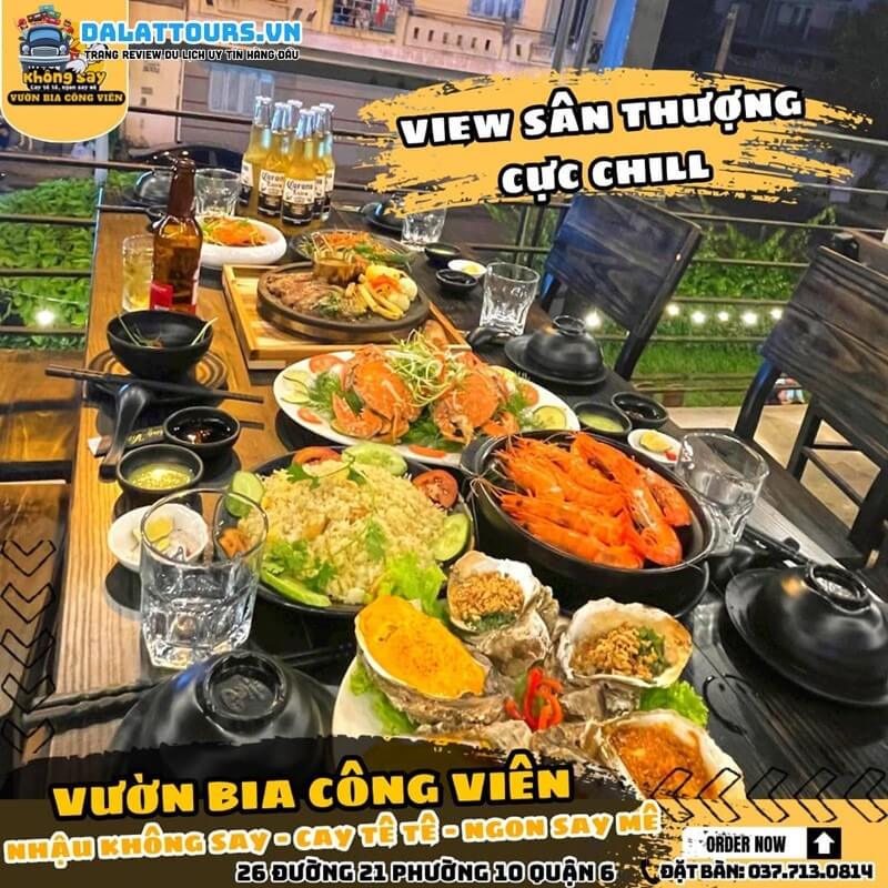 Menu hấp dẫn tại Vườn Bia Công Viên 