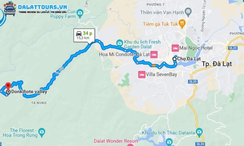 Bản đồ đi đến Donkihote Valley Đà Lạt