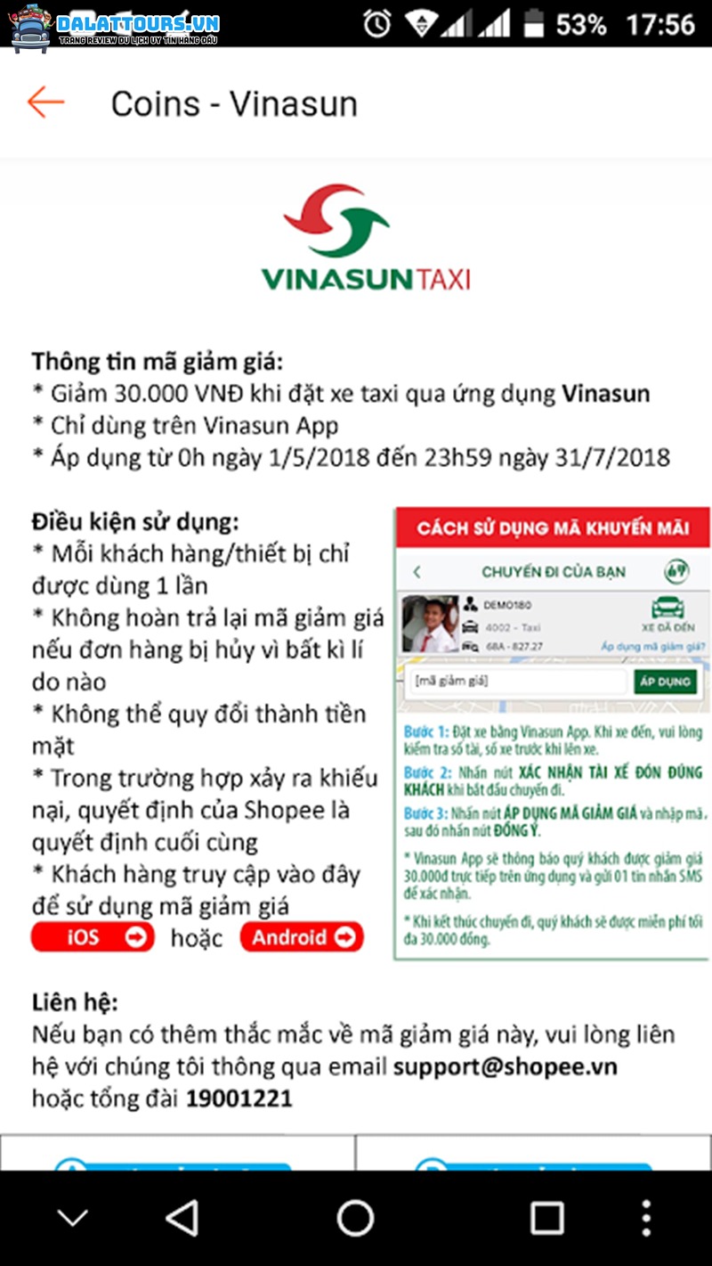 Ứng dụng đặt Taxi Vinasun 